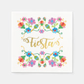 Gouden Bloemen Fiesta Mexicaanse Borduurwerk serve Servetten (Voorkant)