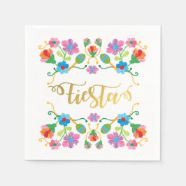 Gouden Bloemen Fiesta Mexicaanse Borduurwerk serve Servetten