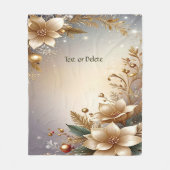 Gouden Bloemen Fleece Deken (Voorkant)