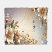 Gouden Bloemen Fleece Deken (Voorkant (Horizontaal))