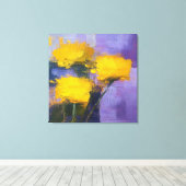 Gouden Bloemen - Floral Wrapped Canvas Art (Insitu (Houten vloer))