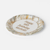 Gouden Bloemen Gelukkige 90ste Verjaardag Papieren Bordje (Gekanteld)