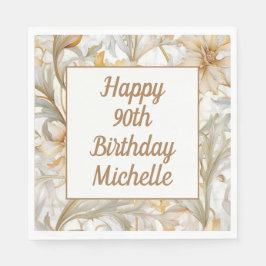 Gouden Bloemen Gelukkige 90ste Verjaardag Servet