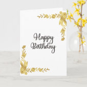 Gouden Bloemen Gelukkige Verjaardag Groet Kaart (Gele Bloem)