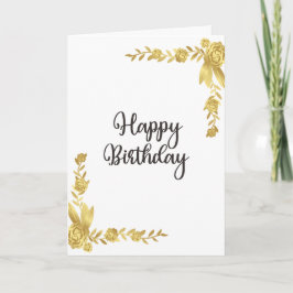 Gouden Bloemen Gelukkige Verjaardag Groet Kaart