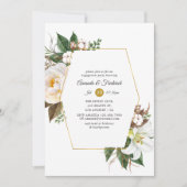 Gouden Bloemen Geometrische Verlovingsfeest Kaart (Voorkant)