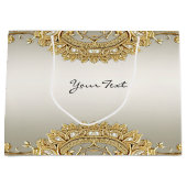 Gouden  Bloemen Geschenktas Groot Cadeauzakje (Voorkant)