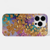 Gouden bloemen geschilderd op roze Lila turkoois Case-Mate iPhone Case (Achterkant (horizontaal))