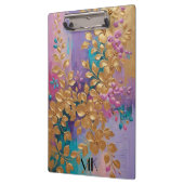 Gouden bloemen geschilderd op roze Lila turkoois Klembord (Links)