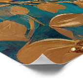 Gouden bloemen geschilderd op roze Lila turkoois Poster (Hoek)