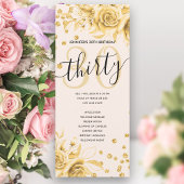 Gouden Bloemen Glitter 30e Verjaardag Programma's Kaart