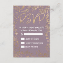 Gouden Bloemen Glitter Ombre Mauve Lila RSVP