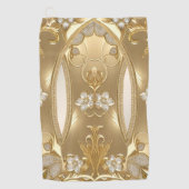 Gouden  Bloemen Golfhanddoek (Voorkant)
