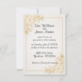Gouden Bloemen Grens Huwelijksuitnodiging Kaart (Voorkant)