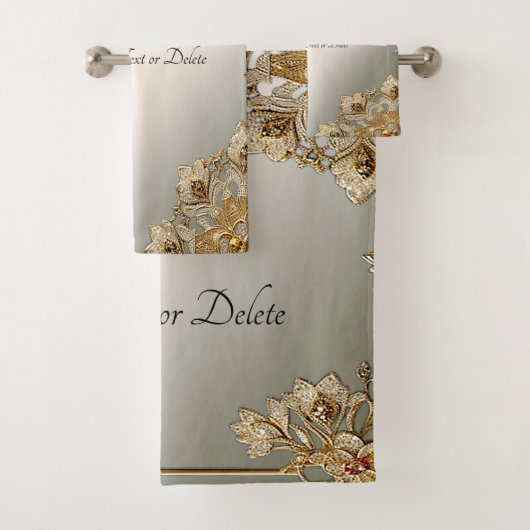 Gouden Bloemen Handdoek Set (Insitu)