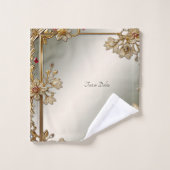 Gouden Bloemen Handdoek Set (Wasdoekje)