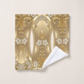 Gouden Bloemen Handdoek Set (Wasdoekje)