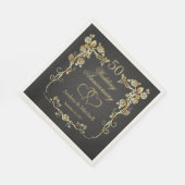 Gouden Bloemen Harten 50ste bruiloft Jubileum Napk Servet (Hoek)