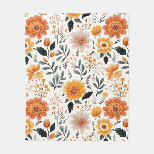 Gouden Bloemen Herfst Bloemen Patroon Fleece Deken