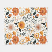 Gouden Bloemen Herfst Bloemen Patroon Fleece Deken (Voorkant (Horizontaal))