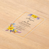Gouden Bloemen Herfst Foliage Wedding Acryl Uitnodigingen (Laagn)