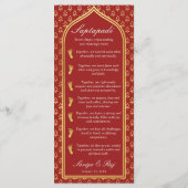 Gouden Bloemen Indiaas & Hindoe Huwelijksprogramma Programmakaart (Achterkant)