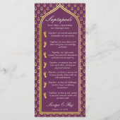 Gouden Bloemen Indiaas & Hindoe Huwelijksprogramma Programmakaart (Achterkant)