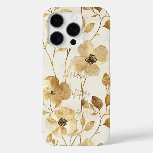 Gouden Bloemen Inspirerende Gelukkige Gedachten Case-Mate iPhone Case (Achterkant)