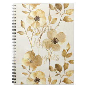 Gouden Bloemen Inspirerende Gelukkige Gedachten Notitieboek
