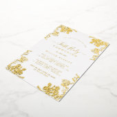 Gouden Bloemen Jongens Eerste Communie Folie Uitnodiging (Gedraaid)