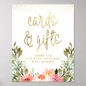 Gouden Bloemen Kaarten & Geschenken Vrijgezellenfe Poster (Voorkant)