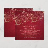 Gouden Bloemen Kerstmis Bruiloft Uitnodigen Kaart (Voorkant / Achterkant)