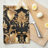 Gouden Bloemen Keuken Handdoeken (Quarter Fold)