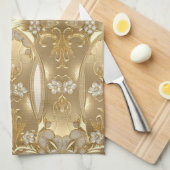 Gouden Bloemen Keuken Handdoeken (Quarter Fold)