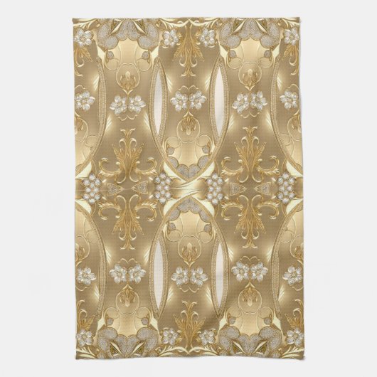 Gouden  Bloemen Keuken Handdoeken (Verticaal)