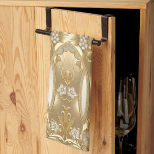 Gouden Bloemen Keuken Handdoeken
