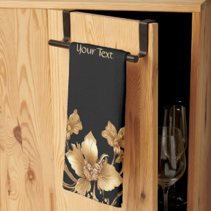 Gouden Bloemen Keuken Handdoeken