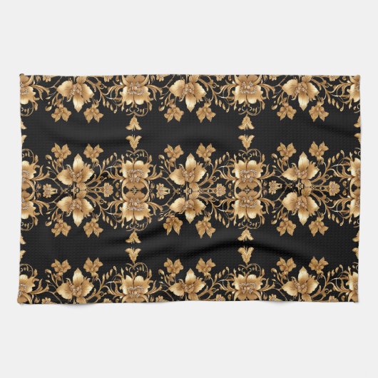 Gouden Bloemen Keuken Handdoeken (Horizontaal)