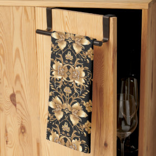 Gouden Bloemen Keuken Handdoeken