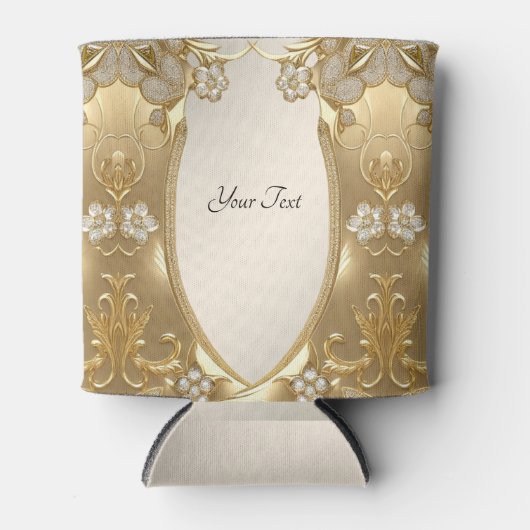 Gouden Bloemen Koelbox Blikjeskoeler (Voorkant)