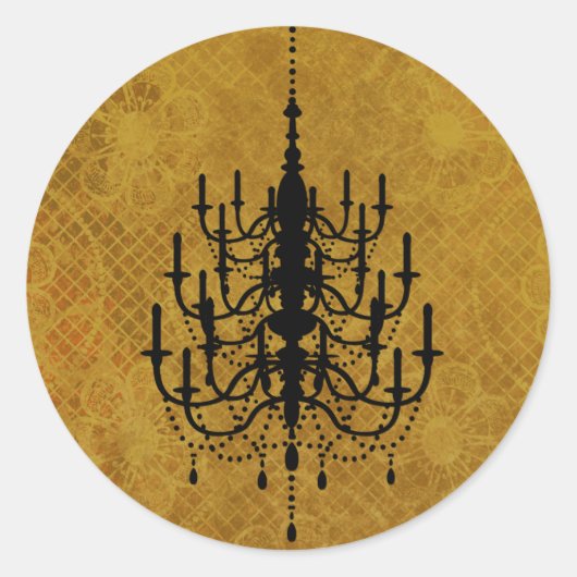 Gouden Bloemen Kroonluchter Trouwzegel Ronde Sticker (Voorkant)