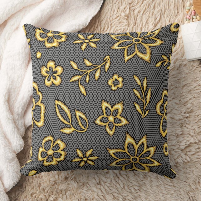 Gouden Bloemen  Kussen (Deken)