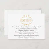 Gouden bloemen lijst bruiloft details insert kaart (Voorkant / Achterkant)