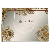 Gouden  Bloemen Lijst Gift Bag Groot Cadeauzakje (Voorkant)