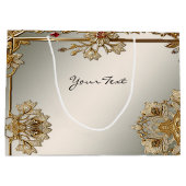 Gouden  Bloemen Lijst Gift Bag Groot Cadeauzakje (Achterkant)