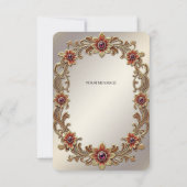 Gouden Bloemen Lijst met Rode Stenen Bedankkaart (Achterkant)