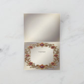 Gouden Bloemen Lijst met Rode Stenen Bedankkaart (Binnen)