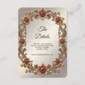 Gouden Bloemen Lijst met Rode Stenen Detail Behuiz Informatiekaartje (Voorkant)