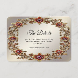 Gouden Bloemen Lijst met Rode Stenen Detail Informatiekaartje
