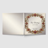Gouden Bloemen Lijst met Rode Stenen Gastboek Gastenboek (Volledig)